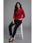 STRIPE JUMPER WITH COWL NECK 3/4 SLEEVE