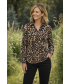 ANIMAL PRINT 3/4 SLEEVE BLOUSE FRONT POCKET