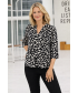 Brushstroke print top with tab and buttoN
