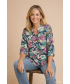 FLORAL PRINT BURNOUT BLOUSE 3/4 SLEEVE