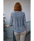 BLUE ANIMAL PRINT BLOUSE WITH 3/4 SLEEVE