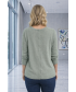 SAGE BACK BUTTON ROUND NECK TOP 3/4 SLEEVE
