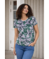 GREEN FLOWER PRINT T-SHIRT ROUND NECK