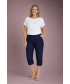 NAVY CROP 22 INCH TROUSER EMBR POCKET HEM DETAIL