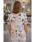 butterfly  print frill top round neck sh