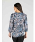 BLUE MULTI FLORAL PRINT BURN OUT BLOUSE