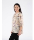 IVORY MULTI BLOUSE WITH ELASTICATED CUFF WITH 3/4 SLEEVE