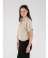 Beige Short Sleeve Blouse With Coller