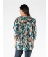GREEN ABSTRACT PRINT BLOUSE WITH 3/4 SLEEEVE