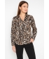 ANIMAL PRINT 3/4 SLEEVE BLOUSE FRONT POCKET