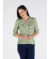 SWIRL LEAF PRINT BURNOUT BLOUSE 3/4 SLEEVE