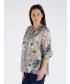 FLOWER PRINT BLOUSE 3/4 SLEEVE ELAC CUFF