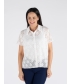 CRISS CROSS LACE BLOUSE COLLAR SHORT SLEEVE