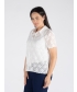 CRISS CROSS LACE BLOUSE COLLAR SHORT SLEEVE