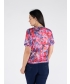 FLOWER PRINT TIE FRONT BLOUSE WITH SHORT SLEEVE