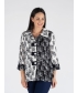 BLACK & WHITE PRINT BLOUSE WITH 3/4 SLEEVE