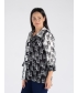 BLACK & WHITE PRINT BLOUSE WITH 3/4 SLEEVE