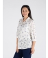 WHITE LILAC PRINTED SCHIFFLY BLOUSE 3/4 SLEEVE