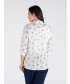 WHITE LILAC PRINTED SCHIFFLY BLOUSE 3/4 SLEEVE