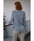 BLUE ANIMAL PRINT BLOUSE WITH 3/4 SLEEVE