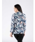 MULTI PRINT WATERFALL MOCK CARDIGAN WITH 3/4 SLEEVE