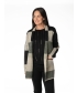 KHAKI BLOCK PATTERN LONG SLEEVE CARDIGAN