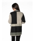 KHAKI BLOCK PATTERN LONG SLEEVE CARDIGAN