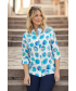 Blue Multi Spot Print Blouse With 3/4 Sleeve