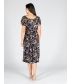 Leaf print round neck dress with keyhole cap sleeve
