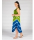 Lime Blue Tie dye print sleeveless round neck umbrella dress 46 Inch