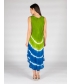 Lime Blue Tie dye print sleeveless round neck umbrella dress 46 Inch