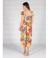 BRIGHT FLOWER PRINT ROUND NECK DRESS- D30156