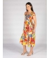 BRIGHT FLOWER PRINT ROUND NECK DRESS- D30156