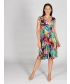 GREEN MULTI ABSTRACT PRINT CAP SLEEVE