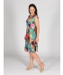 GREEN MULTI ABSTRACT PRINT CAP SLEEVE