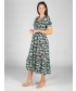SQUARE NECK FLORAL PRINT CRINKLE DRESS