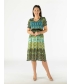 FLOWER STRIPE PRINT ROUND NECK