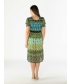 FLOWER STRIPE PRINT ROUND NECK