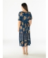 FLORAL BORDER PRINT ROUND NECK DRESS