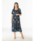 FLORAL BORDER PRINT ROUND NECK DRESS