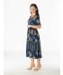 FLORAL BORDER PRINT ROUND NECK DRESS
