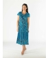 ROUND NECK CAP SLEEVE PRINTED DRESS