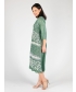 PRINT TIE DYE ROUND NECK DRESS 3/4 SLEEV