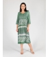 PRINT TIE DYE ROUND NECK DRESS 3/4 SLEEV