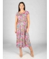 PRINTED GATHERED CAP SLEEVE DRESS- D30155