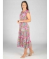 PRINTED GATHERED CAP SLEEVE DRESS- D30155