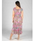 PRINTED GATHERED CAP SLEEVE DRESS- D30155