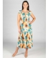 PRINTED GATHERED CAP SLEEVE DRESS- D30153