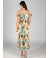 PRINTED GATHERED CAP SLEEVE DRESS- D30153
