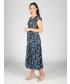 PRINTED GATHERED NECKLINE DRESS